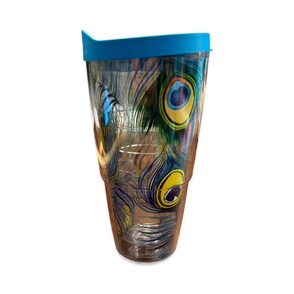 24oz Tervis Peacock Feather Tumbler with Lid / Hot & Cold Drinks - Picture 1 of 3